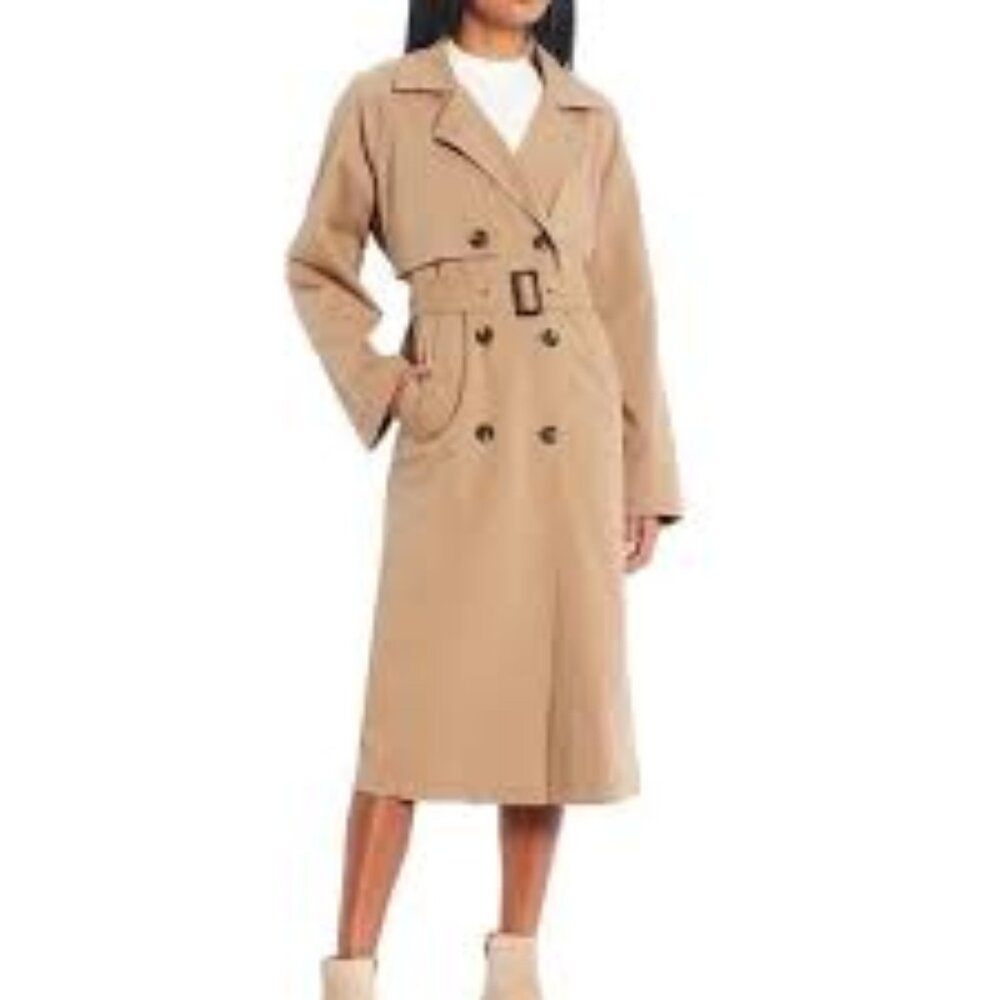 NWT GB Button Front Tie Waist Trench Coat